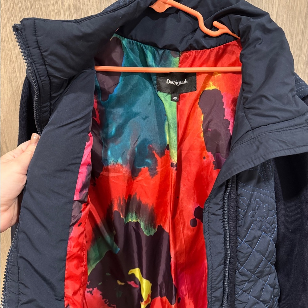 Desigual Navy Jacket with Vibrant Lining